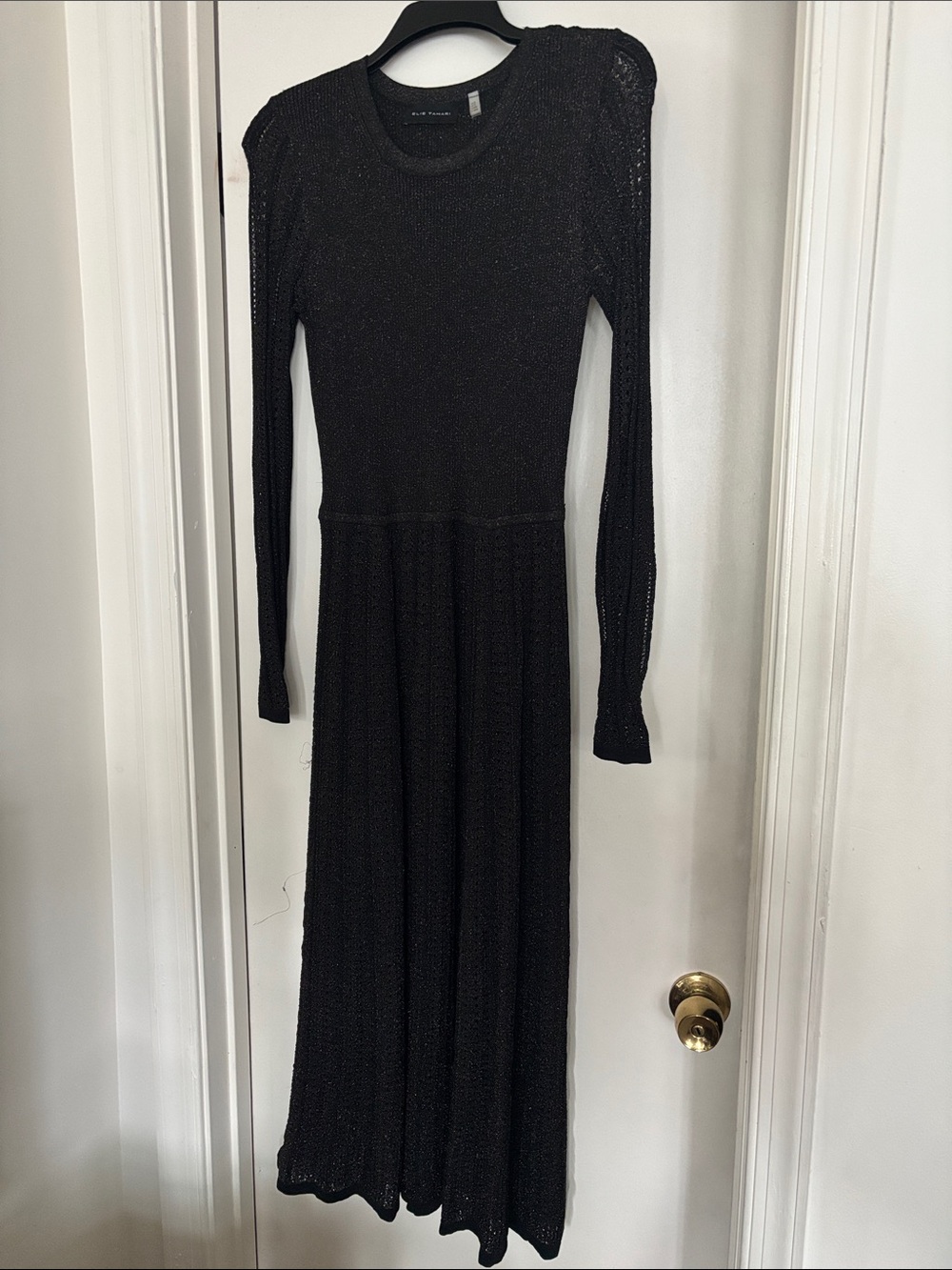 Elie Tahari Black Long-Sleeve Knit Maxi Dress